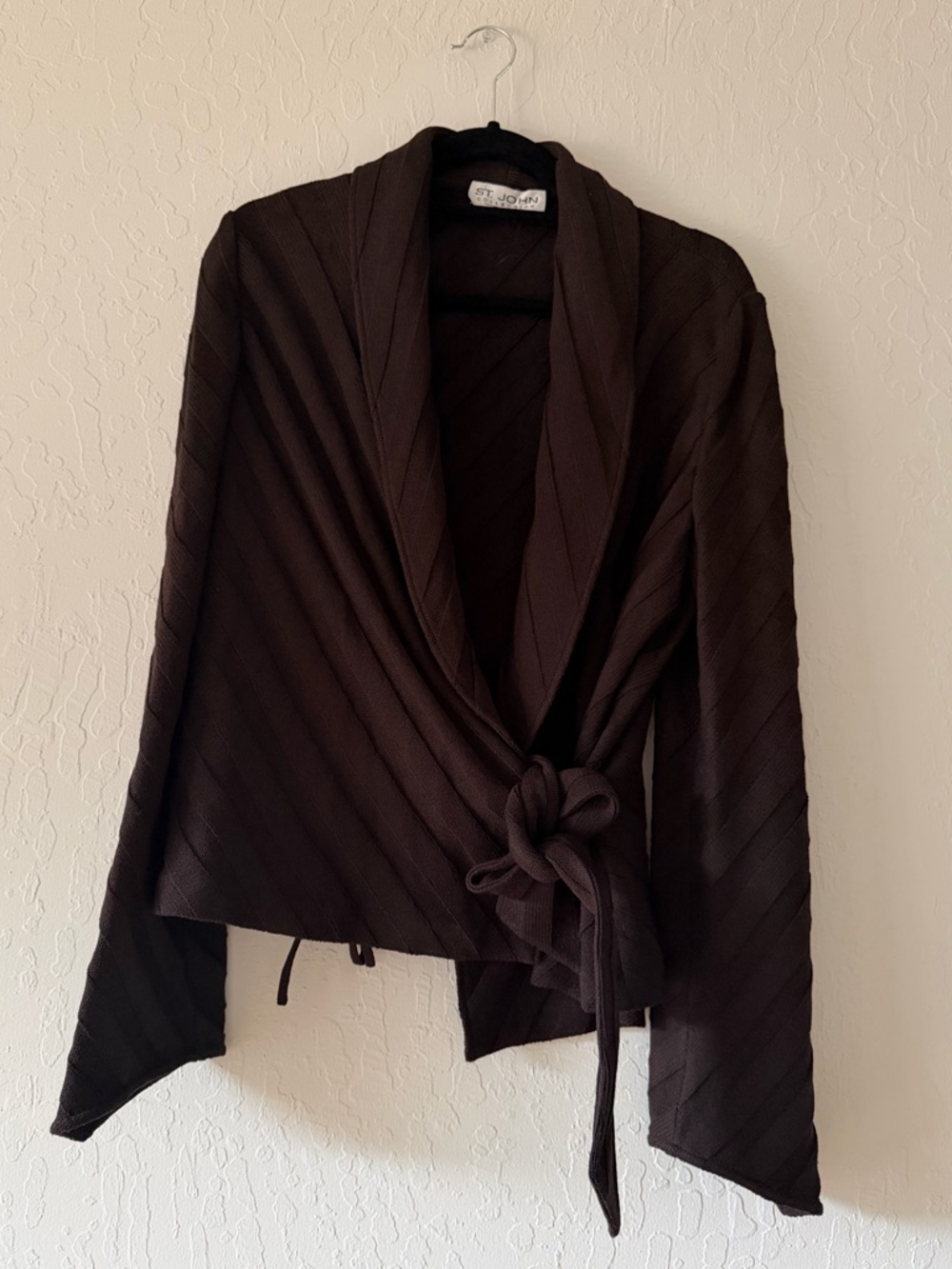 St. John Collection Deep Brown Knit Wrap Cardigan